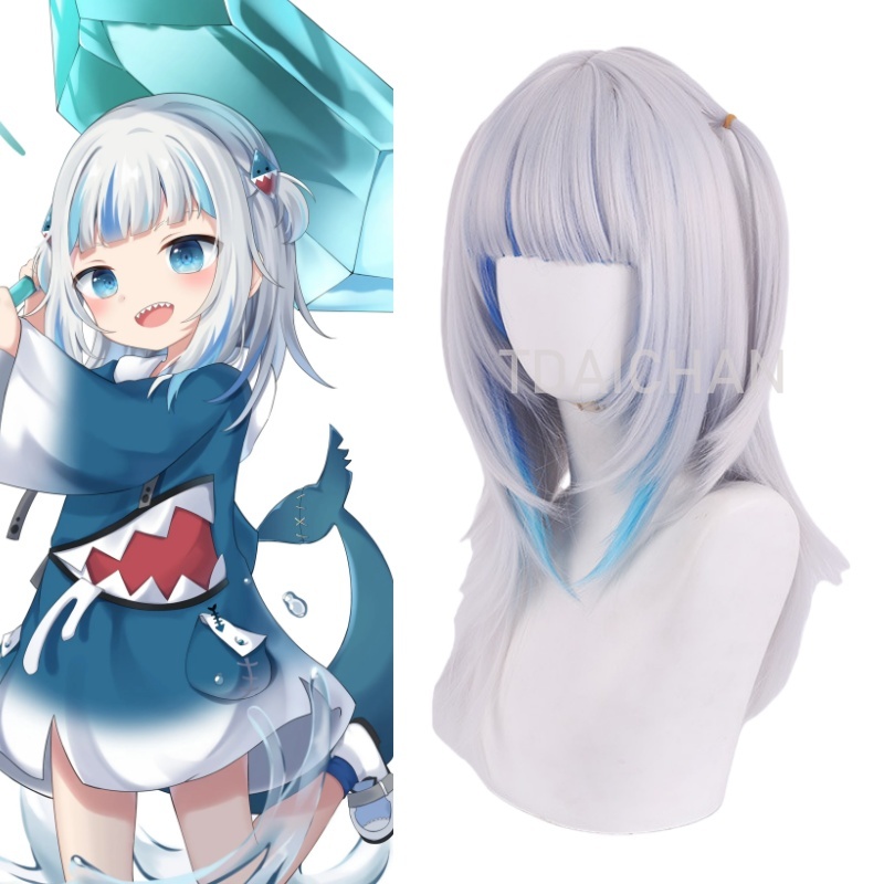 Anime Cosplay Event 2025 - 2025 Gawr Gura Parrucca Cosplay Bianco
