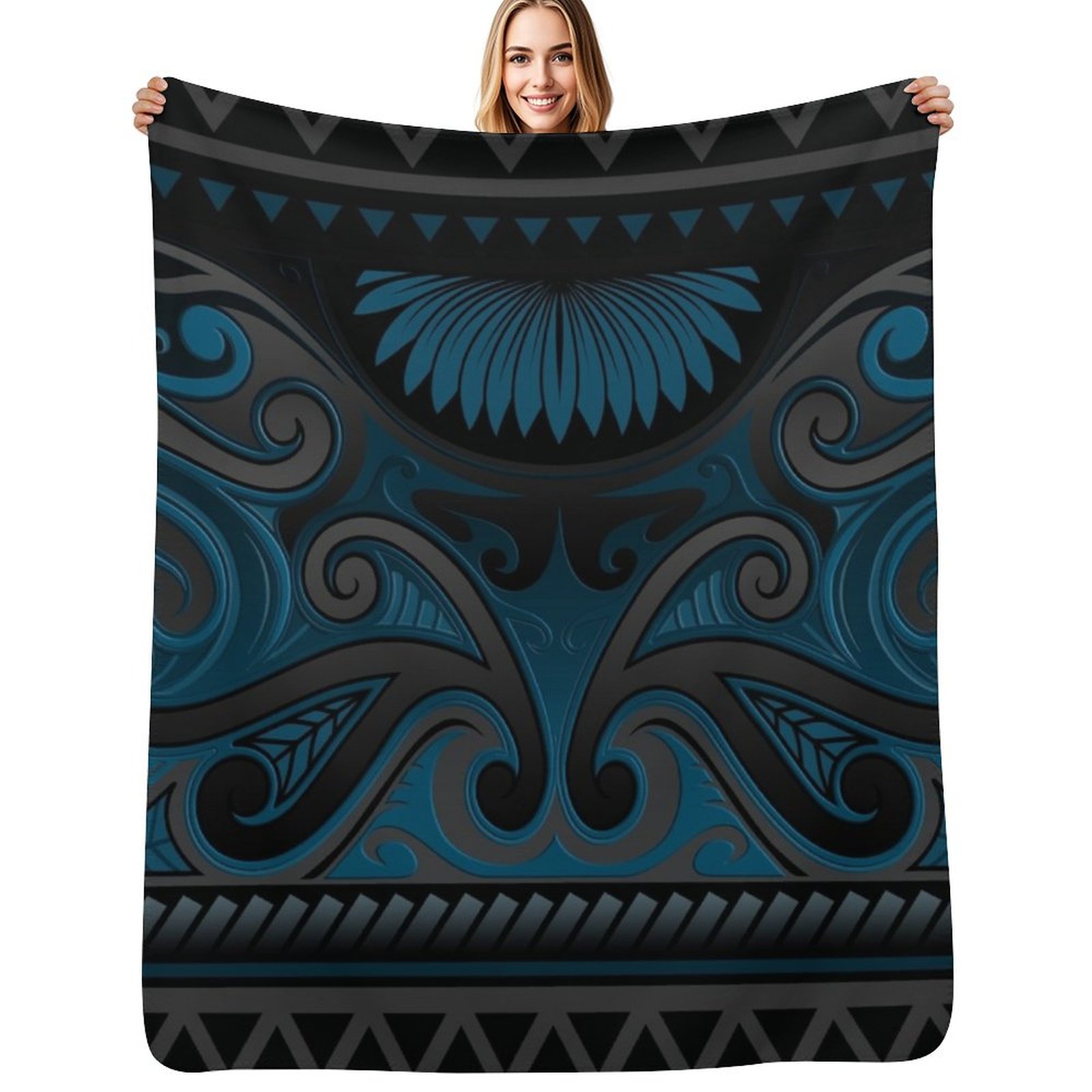 Anime Cosplay New Zealand - Coperta in stile Maori ornato blu